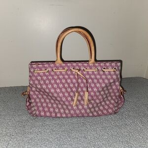 Dooney & Bourke Purple Satchel with Structured Shape and Elegant Handles